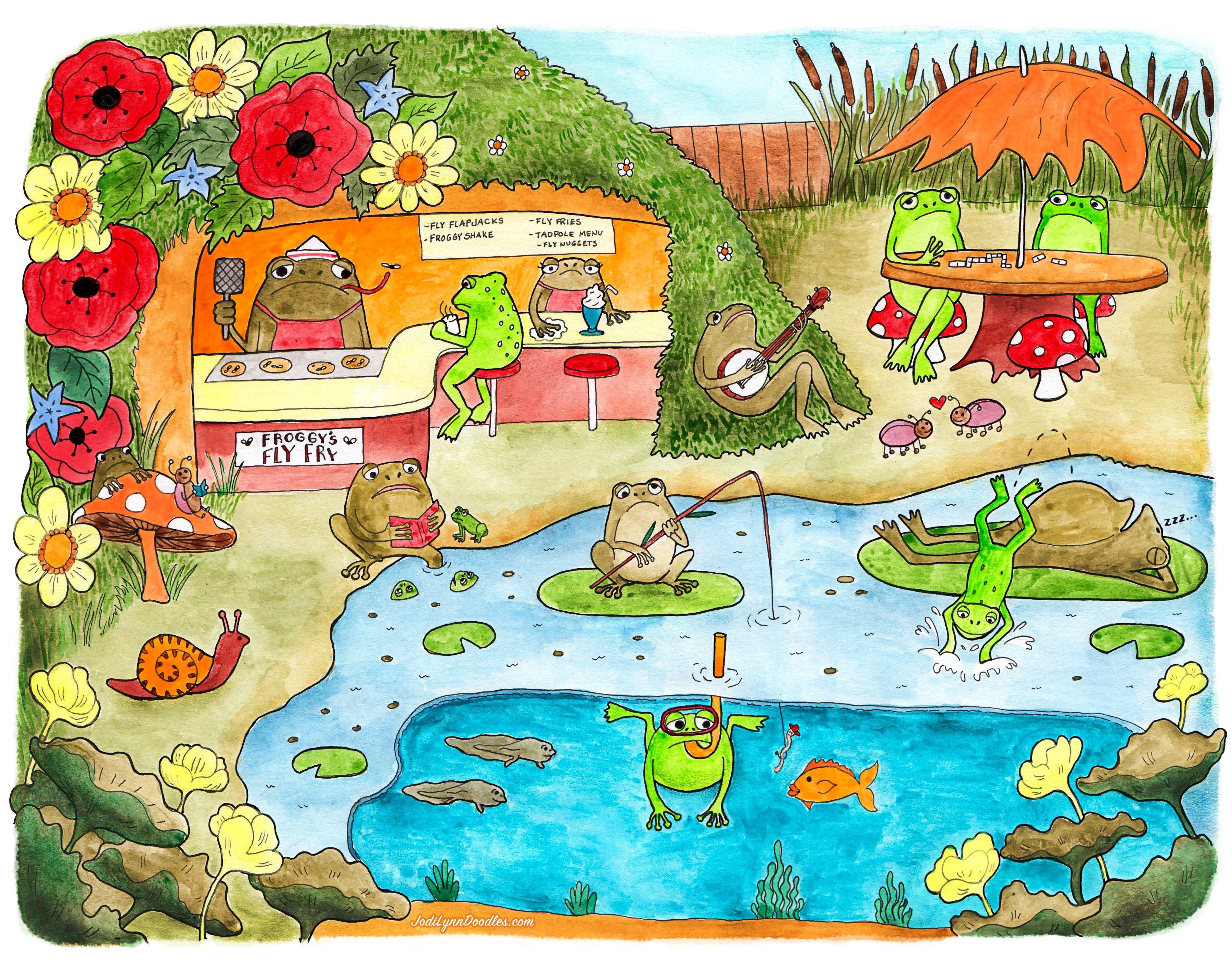 Artifact Puzzles - Jodi Lynn Burton Frog Diner Wooden Jigsaw Puzzle