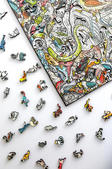 Stumpcraft Puzzles - Cedarfell Feline Tessellation Wooden Jigsaw Puzzle