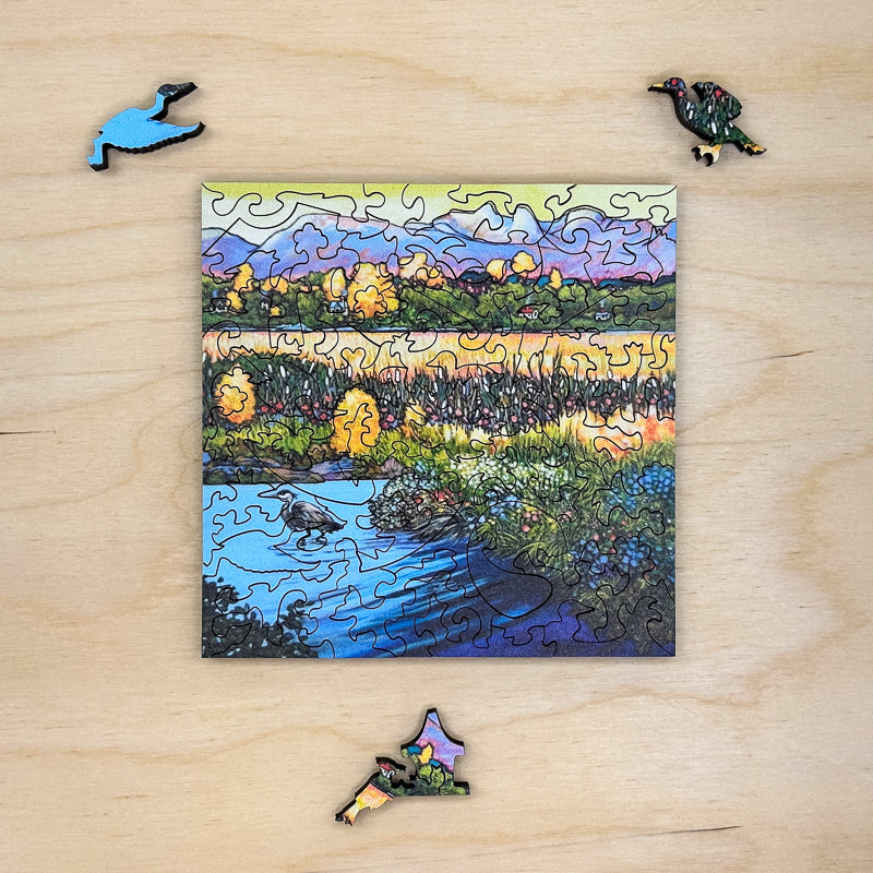 Stumpcraft Puzzles - Catherine Robertson The Marsh, The Meadow, The Mountain Wooden Jigsaw Puzzle