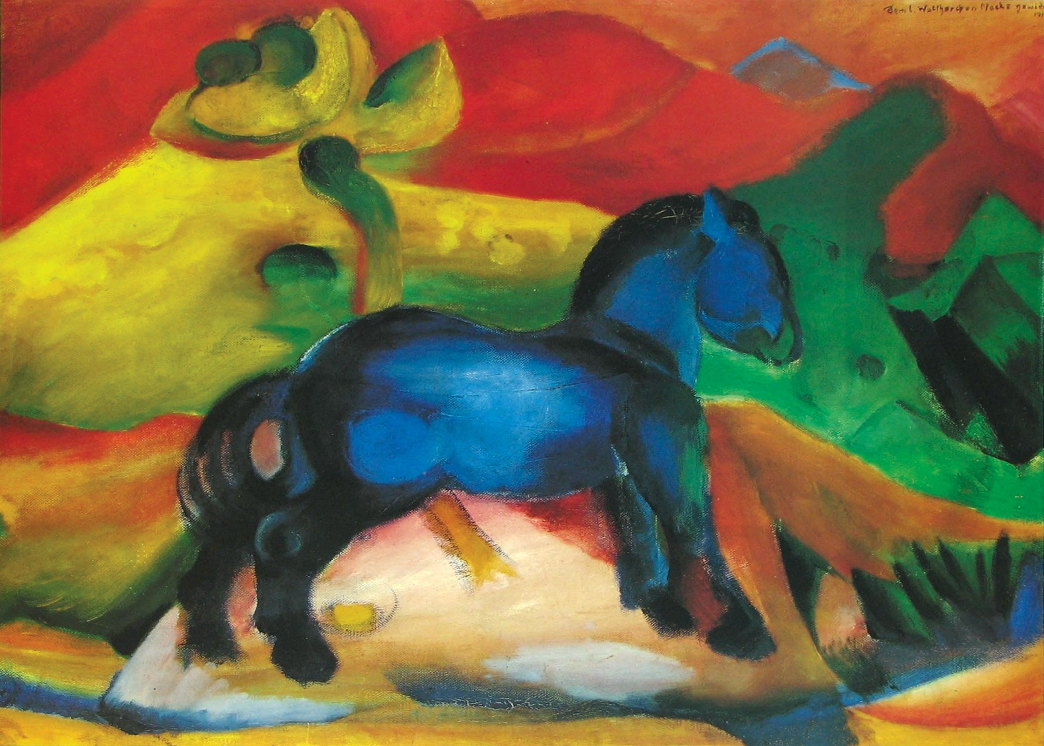 Artifact Puzzles - Franz Marc 1912 Blue Horse Wooden Jigsaw Puzzle
