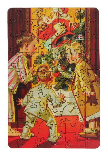Artifact Puzzles Christmas Card - Joseph Leyendecker I Saw Mommy Kissing Santa Claus Wooden Jigsaw Puzzle