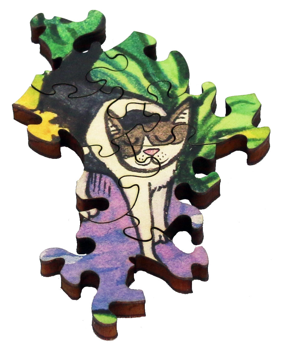 Artifact Puzzles - Samuel Hayward Cat In Garden Wooden Jigsaw Puzzle