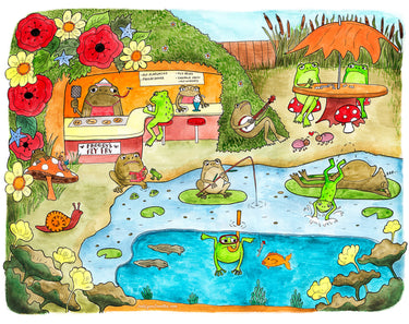 Artifact Puzzles - Jodi Lynn Burton Frog Diner Wooden Jigsaw Puzzle