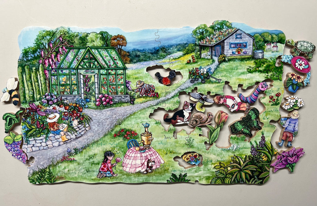 BCB Puzzles - Summer In The Garden House Hand-cut Wooden Jigsaw Puzzle