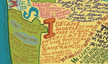 Artifact Puzzles - Ian Huebert Big San Francisco Literary Map Wooden Jigsaw Puzzle