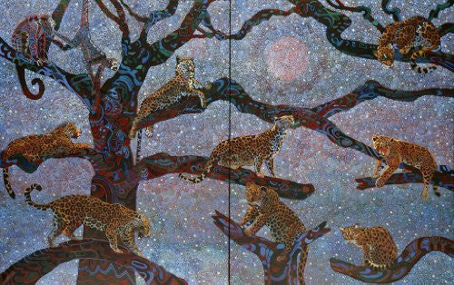 Artifact Puzzles - Alfredo Arreguin Jaguars Diptych Wooden Jigsaw Puzzle