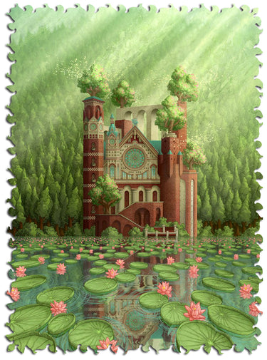 Artifact Puzzles - Aaron Wolf Cathedral Of The Changing Tides Wooden Jigsaw Puzzle