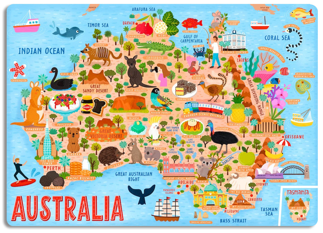 Artifact Puzzles - Liv Wan Australia Map Wooden Jigsaw Puzzle