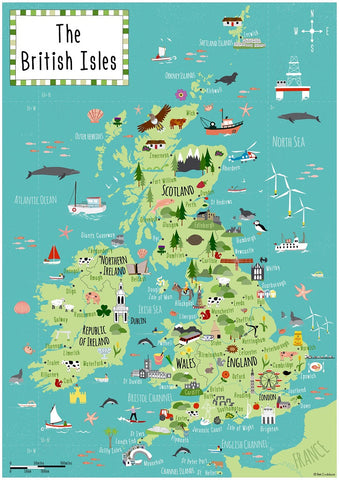 Artifact Puzzles - Bek Cruddace British Isles Map Wooden Jigsaw Puzzle