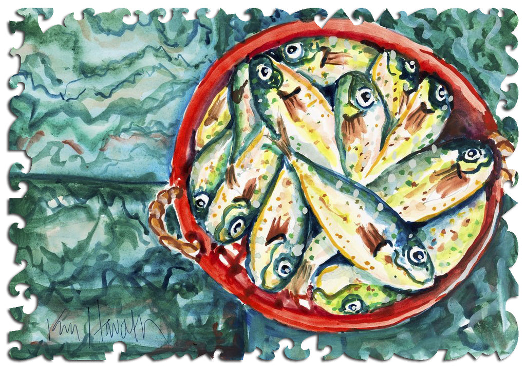 Artifact Puzzles - Kim Haworth Bucket Of Fish Wooden Jigsaw Puzzle