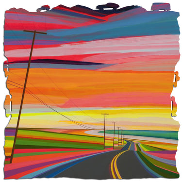 Ecru Puzzles - Grant Haffner Sunset On Old Montauk Highway Wooden Jigsaw Puzzle