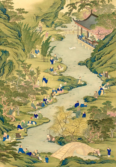 Ecru Puzzles - Hara Zaichu Poets By A Winding Stream Wooden Jigsaw Puzzle