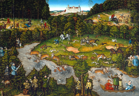 Artifact Puzzles - Lucas Cranach The Elder Hunting Near Hartenfels Castle Wooden Jigsaw Puzzle