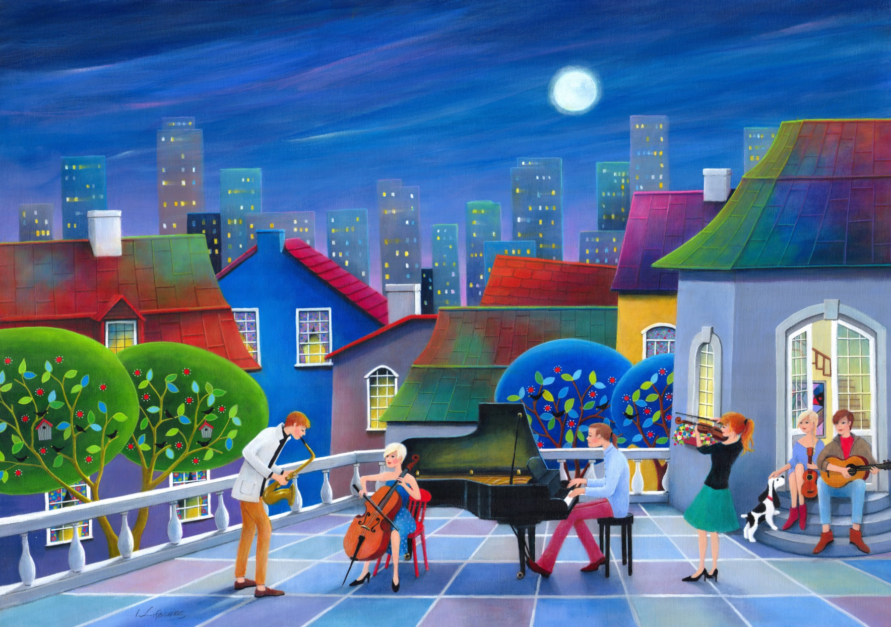 Artifact Puzzles - Iwona Lifsches Jazzy Night Wooden Jigsaw Puzzle