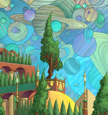 Artifact Puzzles - Aaron Wolf Celestial City Wooden Jigsaw Puzzle