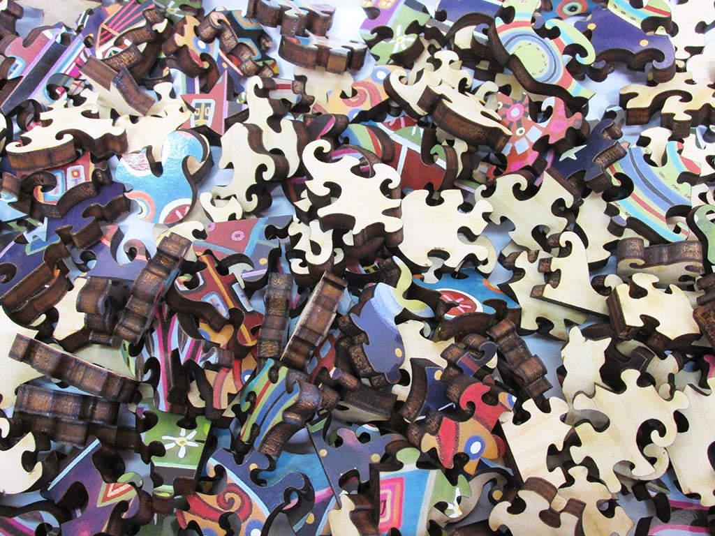 Artifact Puzzles - Karla Gerard Night Village Wooden Jigsaw Puzzle