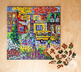 Stumpcraft Puzzles - Katerina Mertikas Shiny Streets Wooden Jigsaw Puzzle
