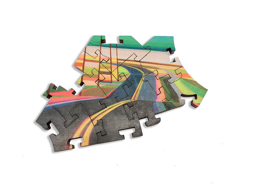 Ecru Puzzles - Grant Haffner Sunset On Old Montauk Highway Wooden Jigsaw Puzzle