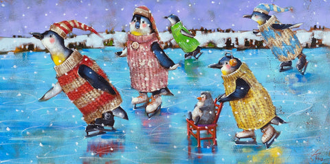 Artifact Puzzles - Angie Rees The Skating Party Wooden Jigsaw Puzzle