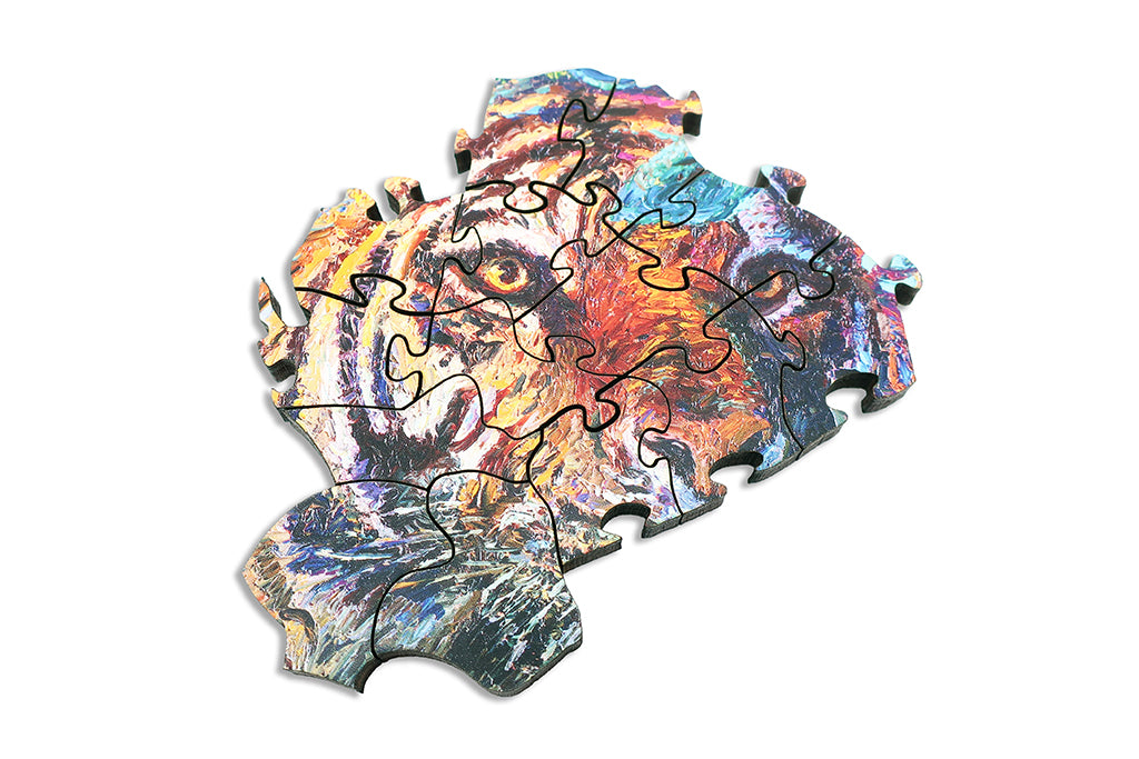 Artifact Puzzles - Iris Scott Tiger Fire Wooden Jigsaw Puzzle