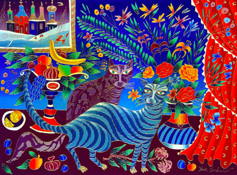 Artifact Puzzles - Yuri Gorbachev Two Cats Wooden Jigsaw Puzzle