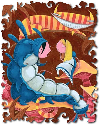 Artifact Puzzles - Justin Hillgrove Alice And The Caterpillar Wooden Jigsaw Puzzle